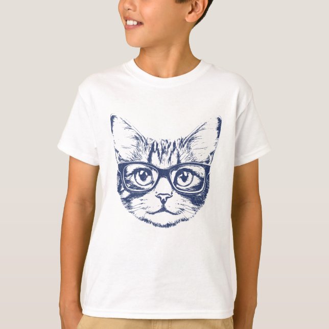 Cool Cat with Glasses  T-Shirt (Front)