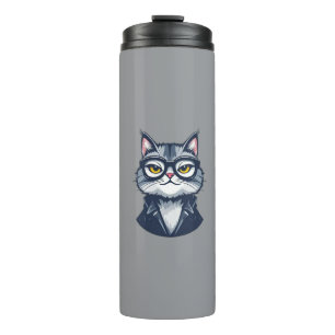 "Cool Cat with Glasses Thermal Tumbler" Tumbler