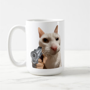 Cool Cat With Gun Funny Meme Coffee Mug