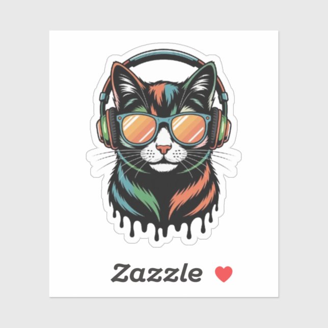 Cool Cat with Headphones and Sunglasses (Sheet)