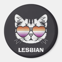 Cool Cat with Lesbian Flag Glasses Funny Sapphic