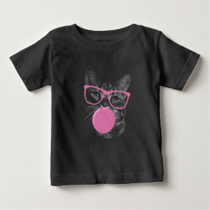 Cool Cat with Pink Glasses & Bubble Gum Baby T-Shirt