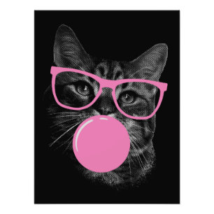 Cool Cat with Pink Glasses & Bubble Gum Photo Print