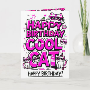 Cool Cat with Pink Shades Birthday card