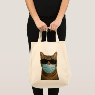 Cool Cat with Shades and Mask Tote Bag