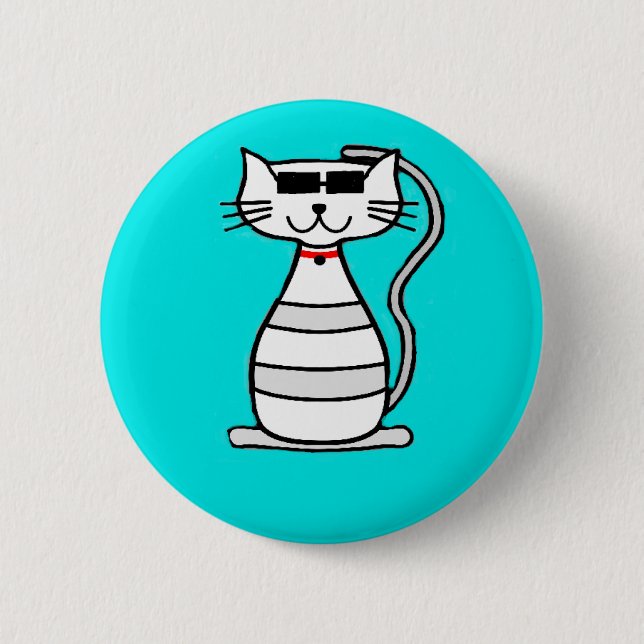 Cool Cat with sunglasses 6 Cm Round Badge (Front)