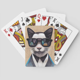 COOL CAT WITH SUNGLASSES ART PLAYING CARDS