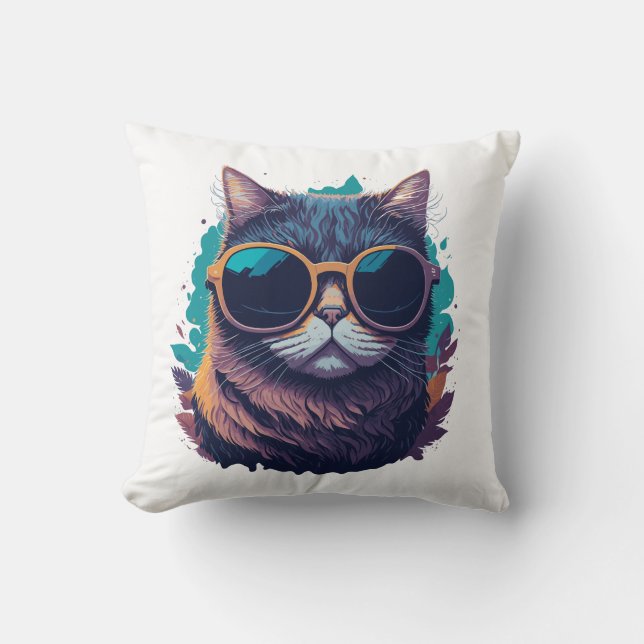 Cool cat with sunglasses cushion (Front)