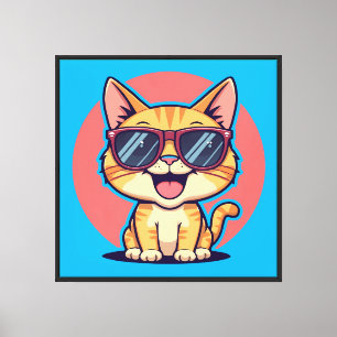 Cool Cat with Sunglasses – Cute Funny Kitty Design Canvas Print