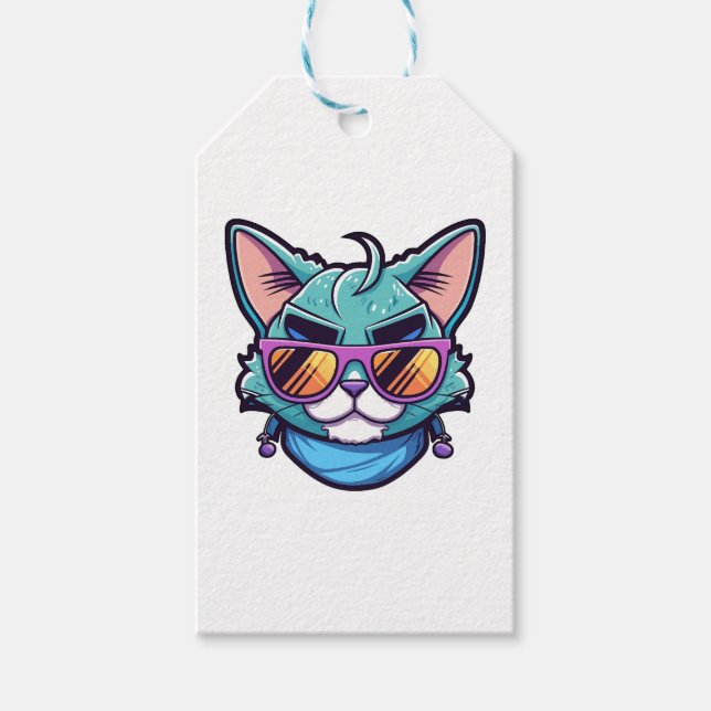 Cool cat with sunglasses  gift tags (Front)