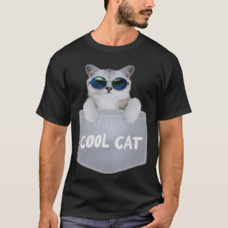 Cool cat with sunglasses in the chest pocket T-Shirt