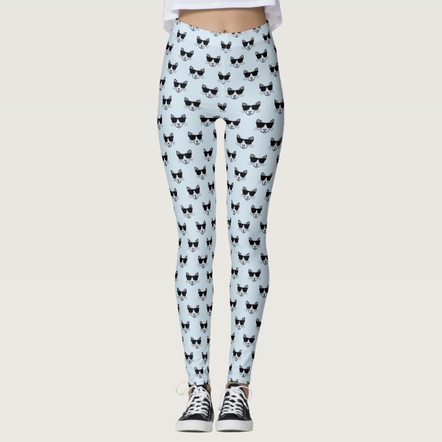 Cool Cat with Sunglasses Leggings (Front)