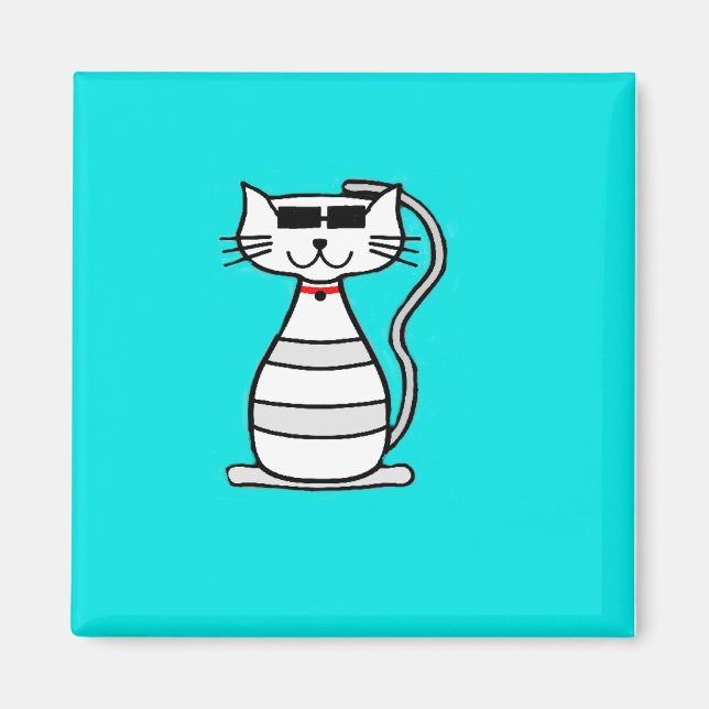 Cool cat with sunglasses magnet (Front)