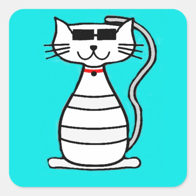 Cool Cat with sunglasses Square Sticker (Front)