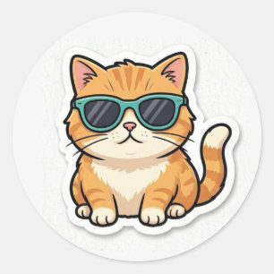 Cool Cat With Sunglasses Sticker Funny Aesthetic 