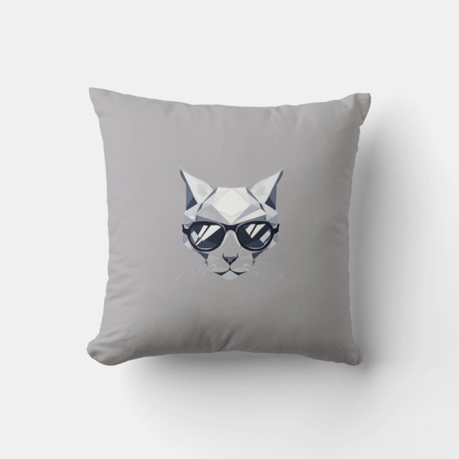 Cool Cat with Sunglasses Throw Pillow (Front)