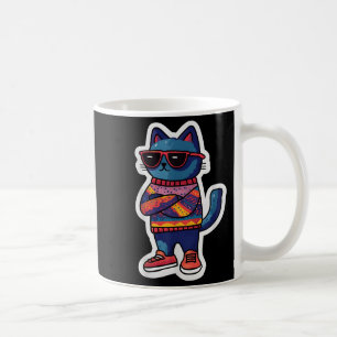 Cool Cat With Sungles Retro Style Funny Animal Coffee Mug