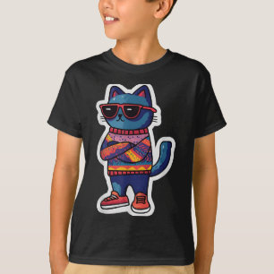 Cool Cat With Sungles Retro Style Funny Animal T-Shirt