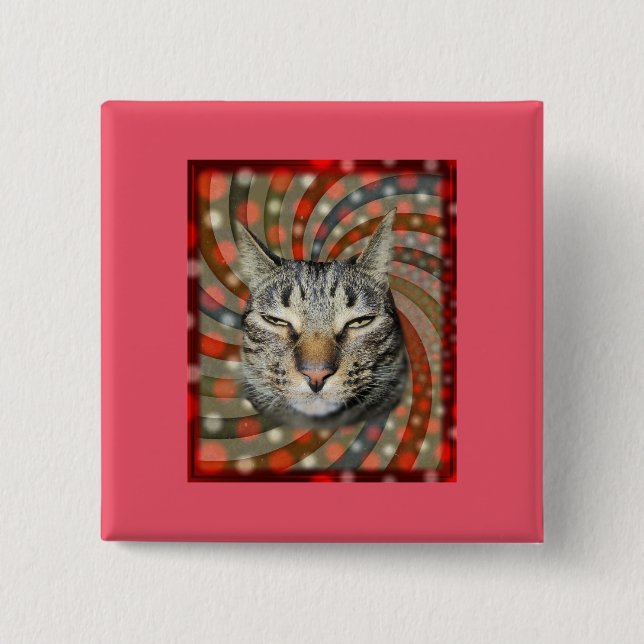 Cool Cat – YOU CAPTION Your Gift! 15 Cm Square Badge (Front)