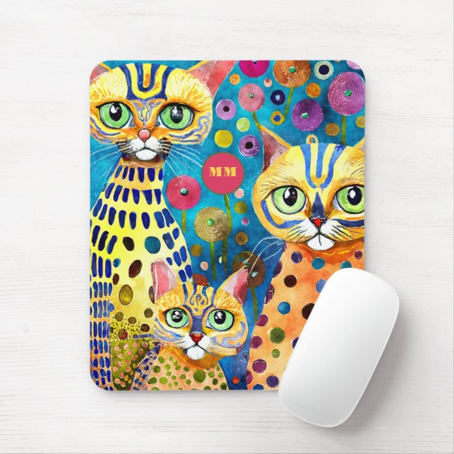 Cool Cats Abstract Mouse Mat (With Mouse)