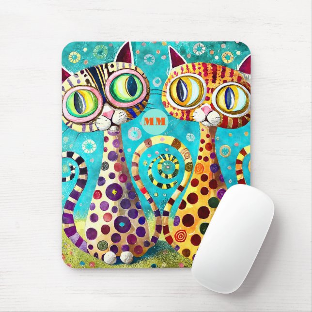 Cool Cats Abstract Mouse Mat (With Mouse)