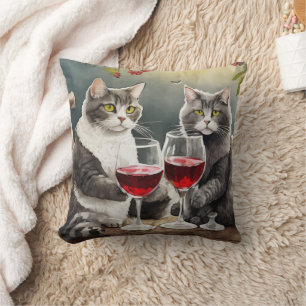 Cool Cats Are Drinking Wine Pillow! Cushion