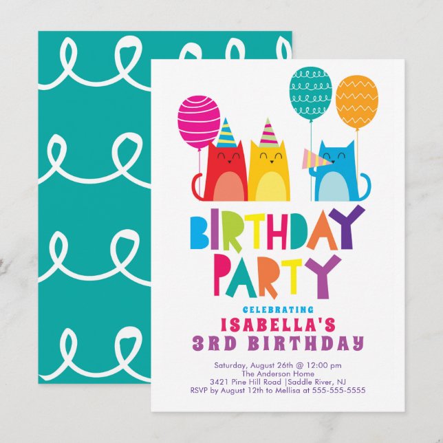 Cool Cats Birthday Party Invitation (Front/Back)