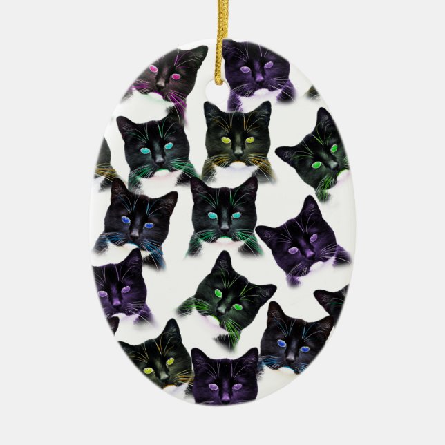 Cool Cats Ceramic Tree Decoration (Front)