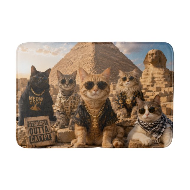 Cool Cats In Front Of Pyramid Bath Mat! Mat (Front)