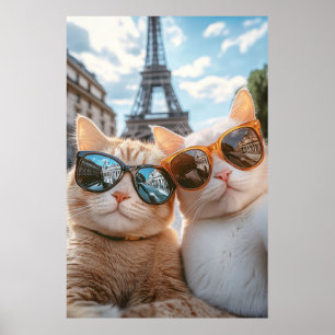 Cool Cats in Paris Poster