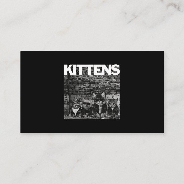 Cool Cats Kittens Meow Punk Rock Band Funny Cat Lo Business Card (Front)