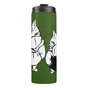 Cool Cats Line Drawing Wearing Face Masks Drinking Thermal Tumbler