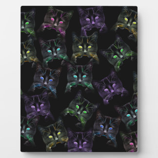 Cool Cats on Black! Multi-coloured Cats Plaque