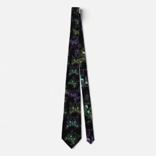 Cool Cats on Black! Multi-coloured Cats Tie