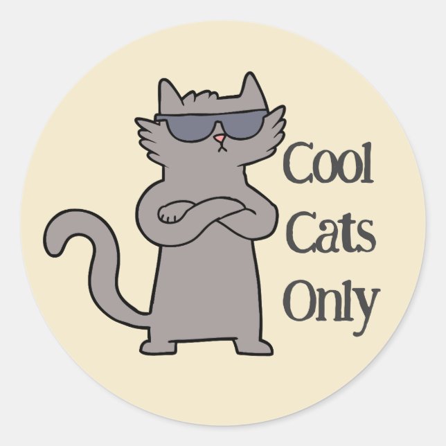 Cool Cats Only Event Invitation Card Classic Round Sticker (Front)