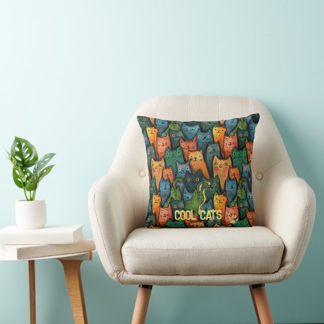 Cool Cats Watercolor  Cushion (Chair)