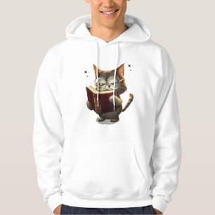 Cool Cats Wearing Glasses Read Book Hoodie