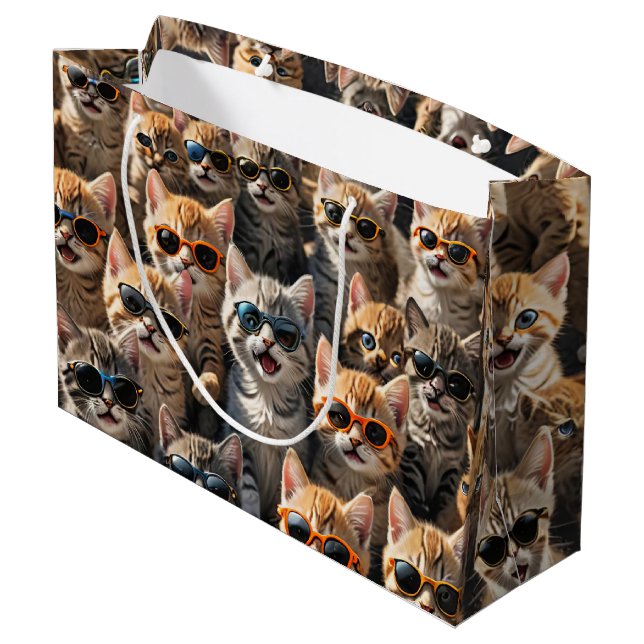 Cool Cats Wearing Sunglasses Large Gift Bag (Back Angled)