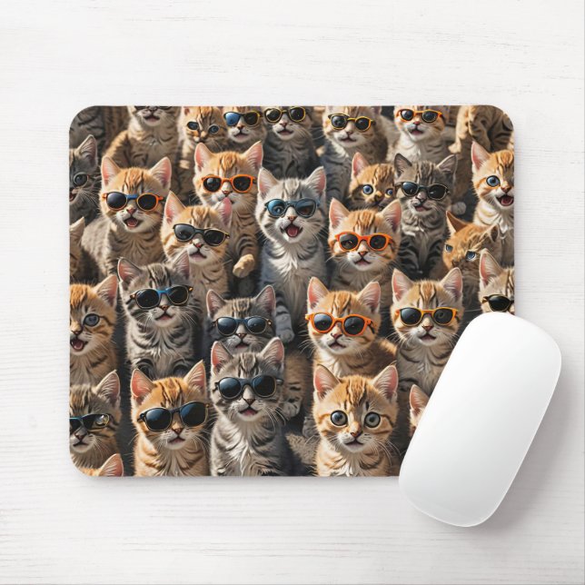 Cool Cats Wearing Sunglasses Mouse Mat (With Mouse)
