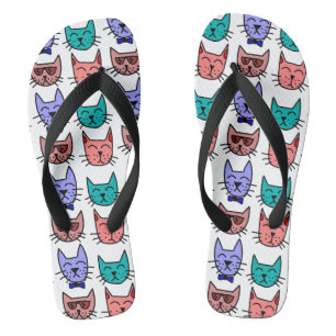 Cool Cats with sunglasses bow ties on Custom Flip Flops