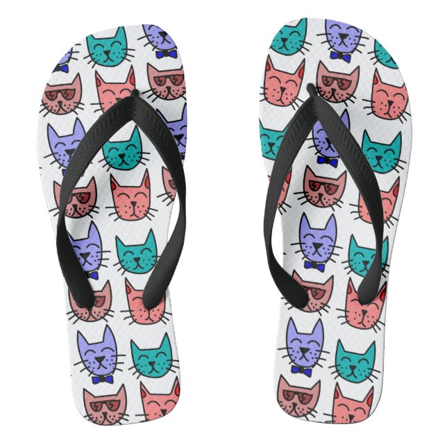 Cool Cats with sunglasses bow ties on Custom Flip Flops (Footbed)