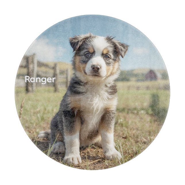 Cool Cattle Dog Peronalized Glass Cutting Board (Front)
