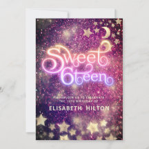 Cool Celestial moon and stars typography sweet 16