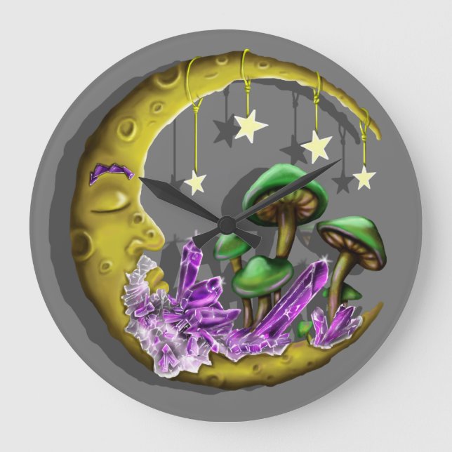 Cool Celestial mushroom designed round clock (Front)