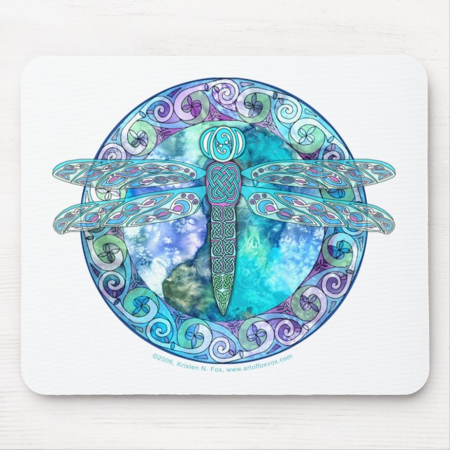 Cool Celtic Dragonfly Mouse Mat (Front)