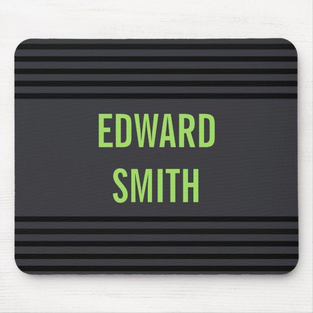 Cool Charcoal Neon Green with Black Lines Mouse Mat (Front)