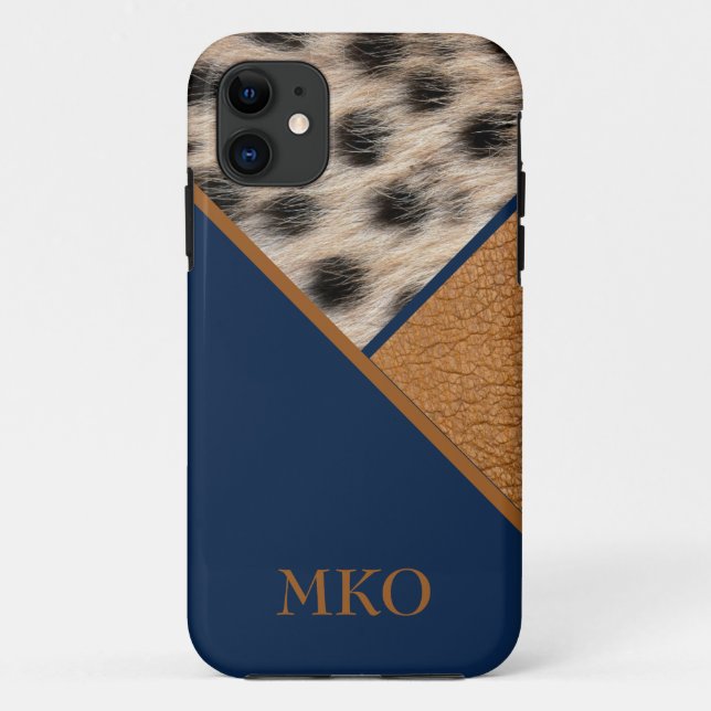 Cool Cheetah Monogrammed Case-Mate iPhone Case (Back)