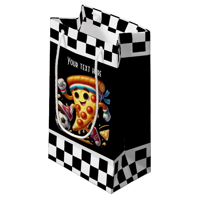 Cool chef baking pizza party small gift bag (Front Angled)