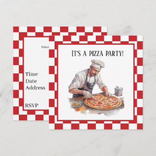 Cool chef pizza party  invitation