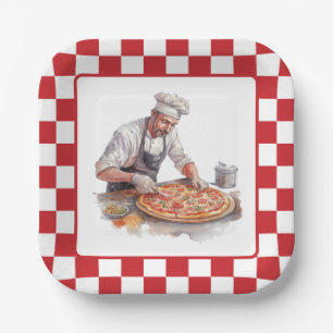 Cool chef pizza party paper plate